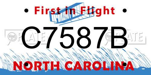 C7587B North Carolina License Plate