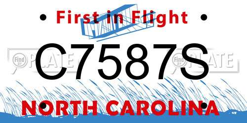 C7587S North Carolina License Plate