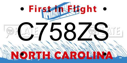 C758ZS North Carolina License Plate