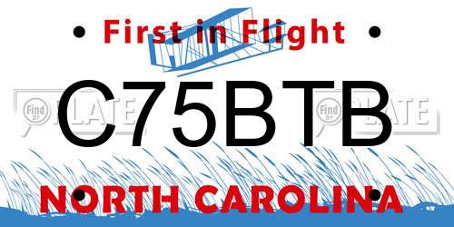 C75BTB North Carolina License Plate