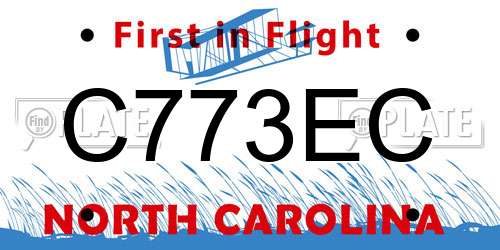 C773EC North Carolina License Plate