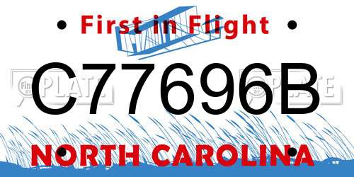 C77696B North Carolina License Plate