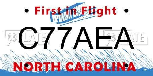 C77AEA North Carolina License Plate