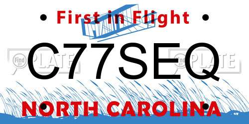 C77SEQ North Carolina License Plate