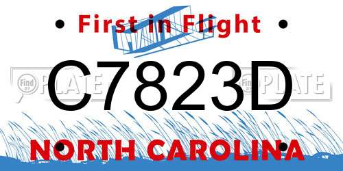 C7823D North Carolina License Plate