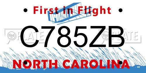 C785ZB North Carolina License Plate