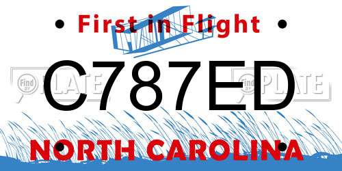 C787ED North Carolina License Plate