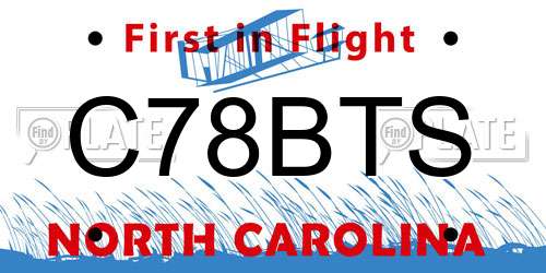 C78BTS North Carolina License Plate