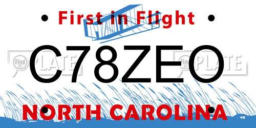 C78ZEO North Carolina License Plate