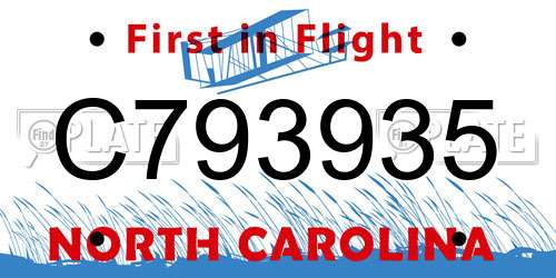 C793935 North Carolina License Plate
