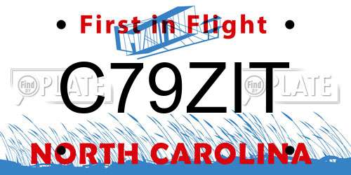 C79ZIT North Carolina License Plate