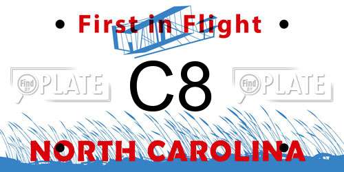 C8 North Carolina License Plate