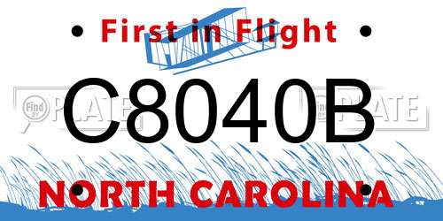 C8040B North Carolina License Plate