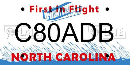 C80ADB North Carolina License Plate