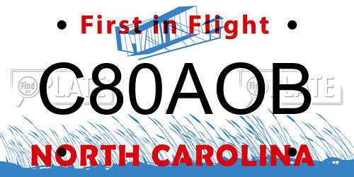 C80AOB North Carolina License Plate
