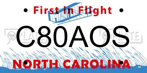 C80AOS North Carolina License Plate