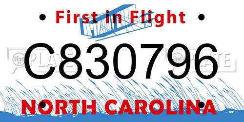 C830796 North Carolina License Plate