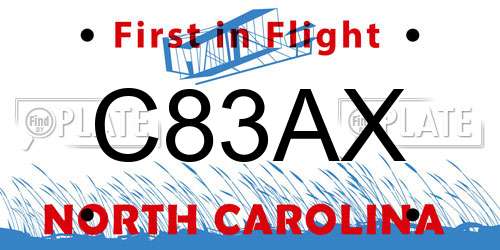 C83AX North Carolina License Plate
