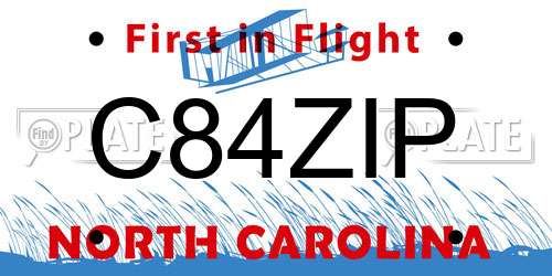 C84ZIP North Carolina License Plate