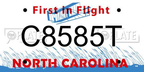 C8585T North Carolina License Plate