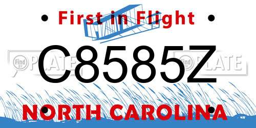 C8585Z North Carolina License Plate