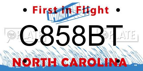 C858BT North Carolina License Plate