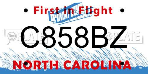 C858BZ North Carolina License Plate