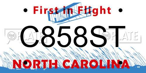 C858ST North Carolina License Plate