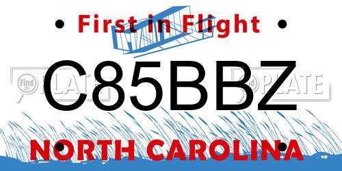 C85BBZ North Carolina License Plate
