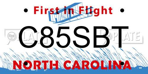 C85SBT North Carolina License Plate
