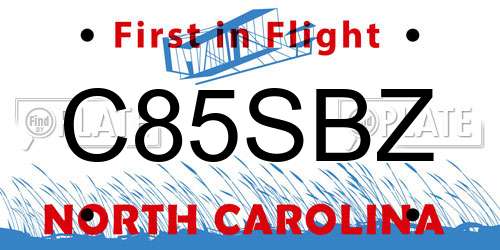 C85SBZ North Carolina License Plate