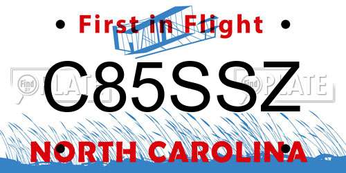 C85SSZ North Carolina License Plate