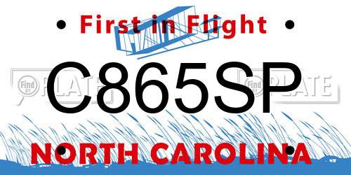 C865SP North Carolina License Plate