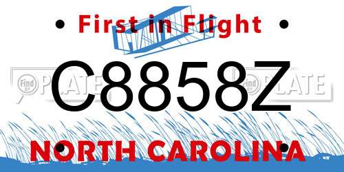 C8858Z North Carolina License Plate