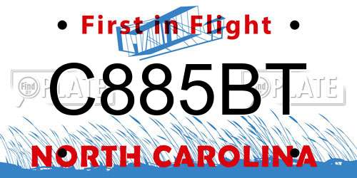 C885BT North Carolina License Plate