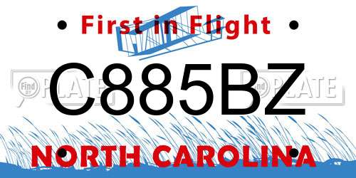 C885BZ North Carolina License Plate