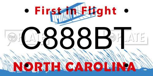 C888BT North Carolina License Plate