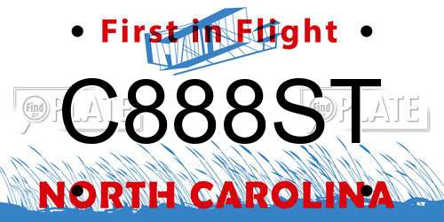 C888ST North Carolina License Plate