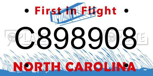 C898908 North Carolina License Plate