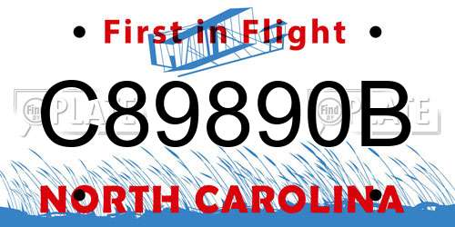 C89890B North Carolina License Plate