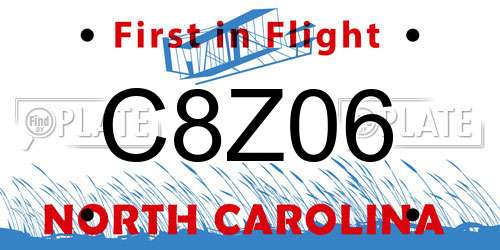 C8Z06 North Carolina License Plate