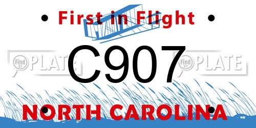 C907 North Carolina License Plate