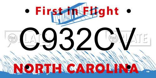 C932CV North Carolina License Plate