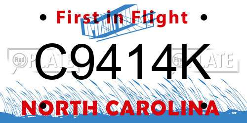 C9414K North Carolina License Plate