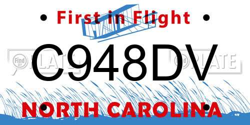 C948DV North Carolina License Plate