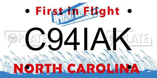 C94IAK North Carolina License Plate