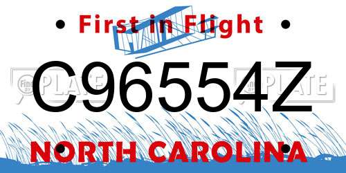 C96554Z North Carolina License Plate