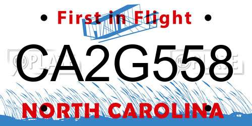 CA2G558 North Carolina License Plate