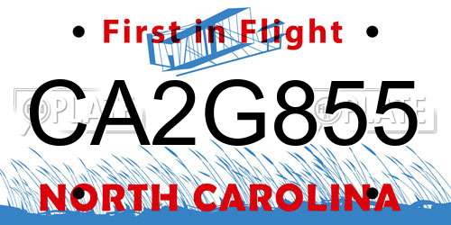 CA2G855 North Carolina License Plate