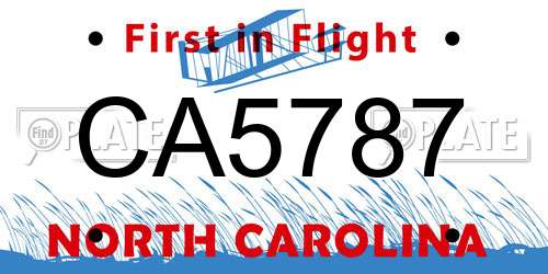 CA5787 North Carolina License Plate